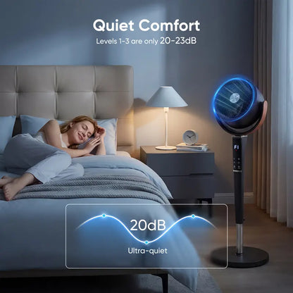 Ultra Quiet Standing Fan with Remote 15 Speed Settings Wide Oscillation Timer Adjustable Airflow